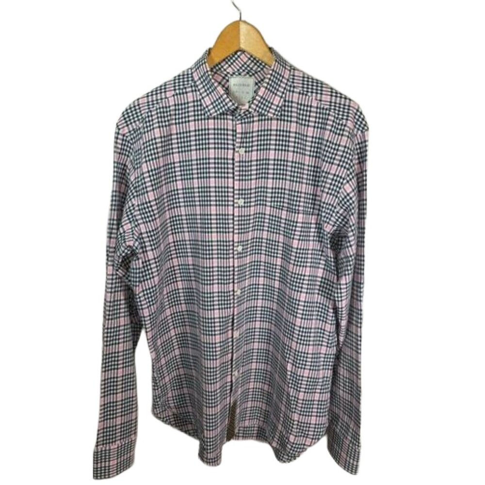 Billy Reid Men's Black/White/Pink Plaid Button Down Shirt SZ L